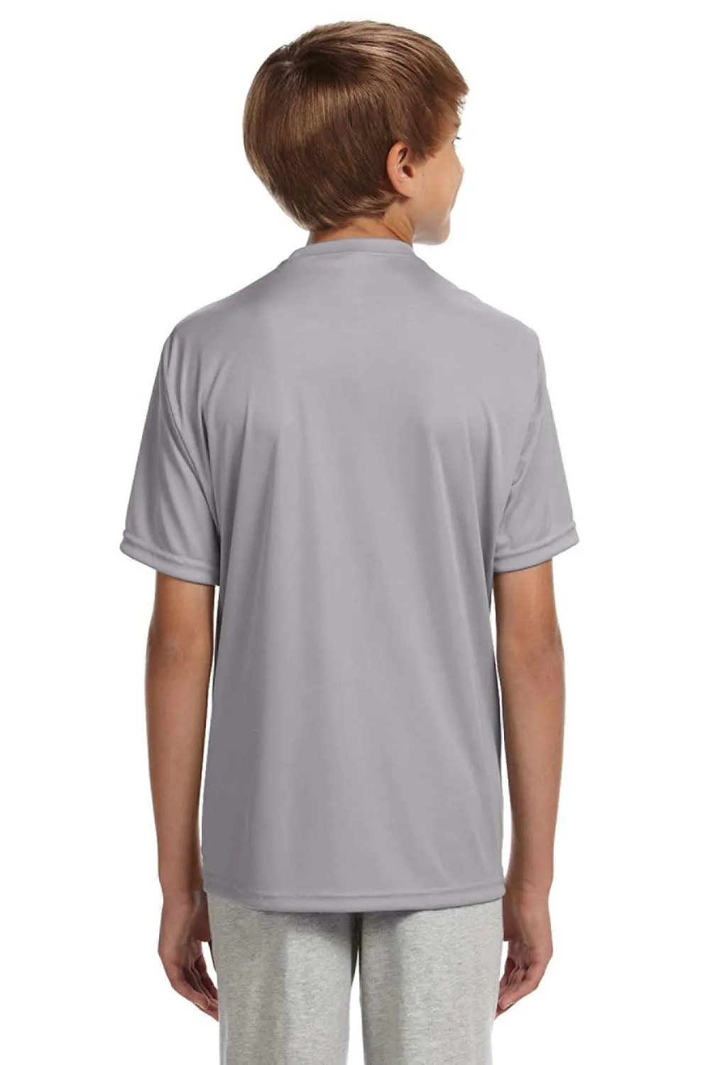 A4 Youth Performance Moisture Wicking Short Sleeve Crewneck T-Shirt - Silver Grey