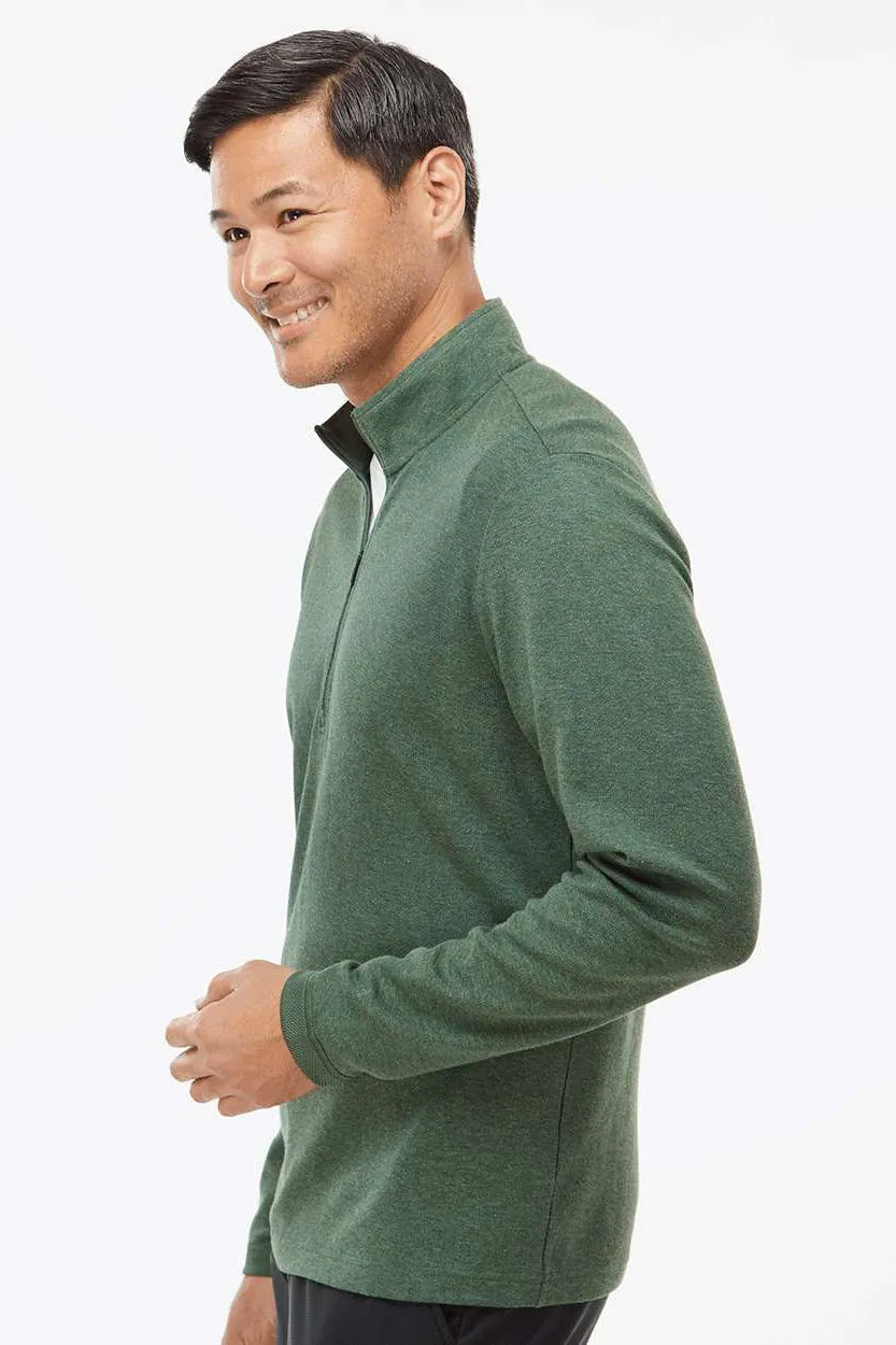 Adidas Mens 3 Stripes Moisture Wicking 1/4 Zip Sweater - Green Oxide Melange
