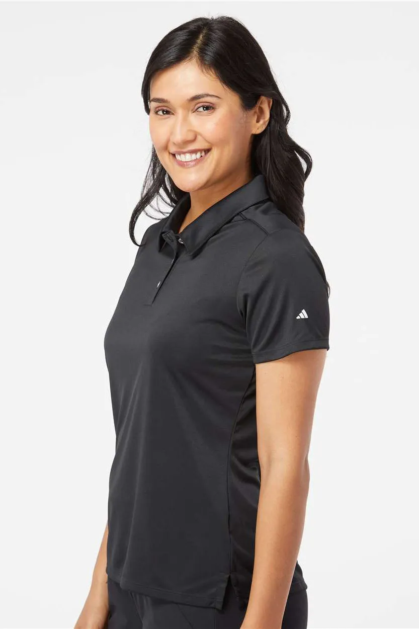 Adidas Womens 3 Stripes UPF 50  Short Sleeve Polo Shirt - Black