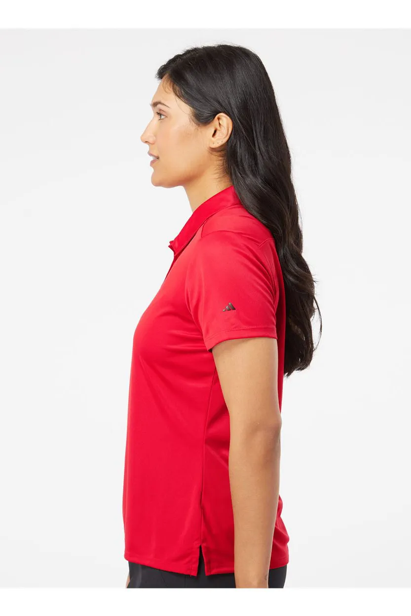 Adidas Womens 3 Stripes UPF 50  Short Sleeve Polo Shirt - Collegiate Red/Black - Closeout