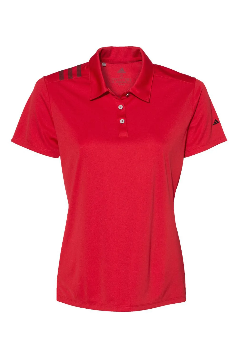 Adidas Womens 3 Stripes UPF 50  Short Sleeve Polo Shirt - Collegiate Red/Black - Closeout