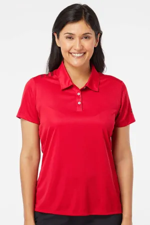 Adidas Womens 3 Stripes UPF 50  Short Sleeve Polo Shirt - Collegiate Red/Black - Closeout