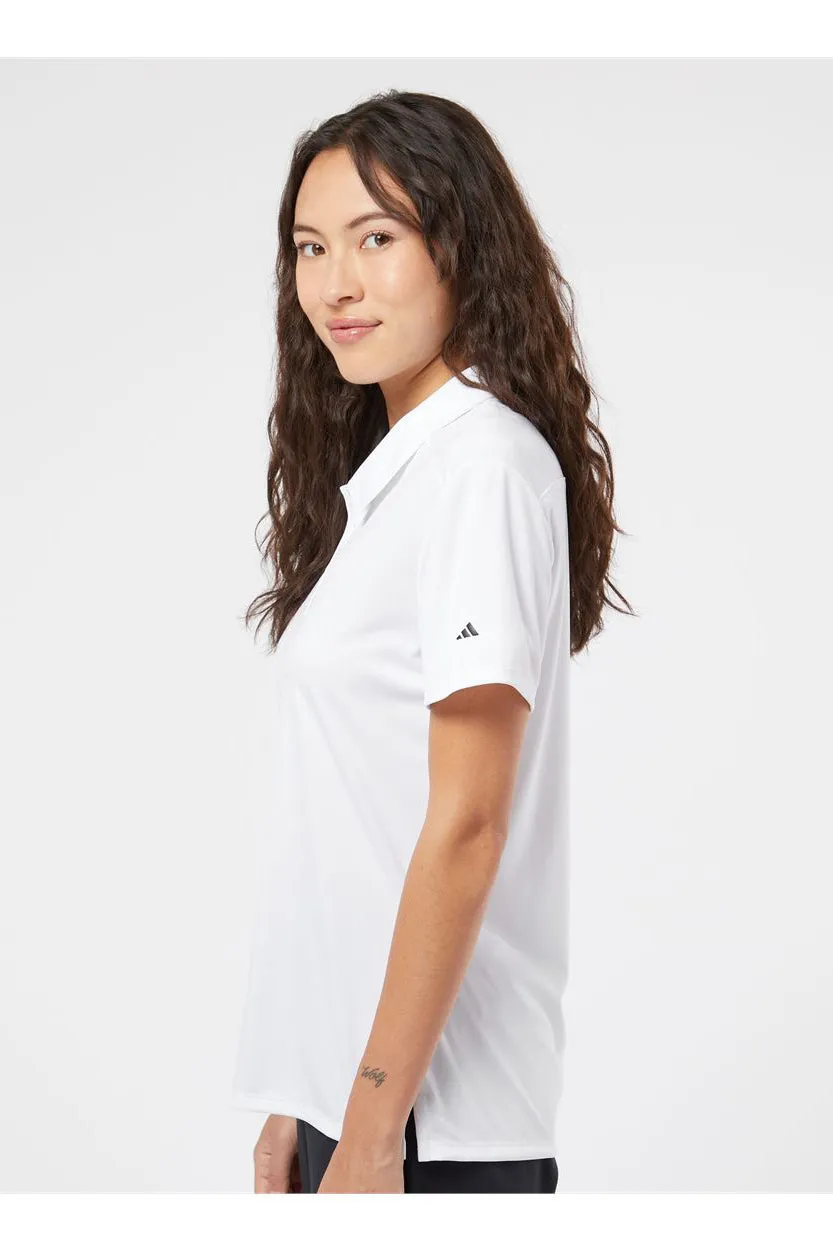 Adidas Womens 3 Stripes UPF 50  Short Sleeve Polo Shirt - White/Black