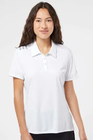 Adidas Womens 3 Stripes UPF 50  Short Sleeve Polo Shirt - White/Black