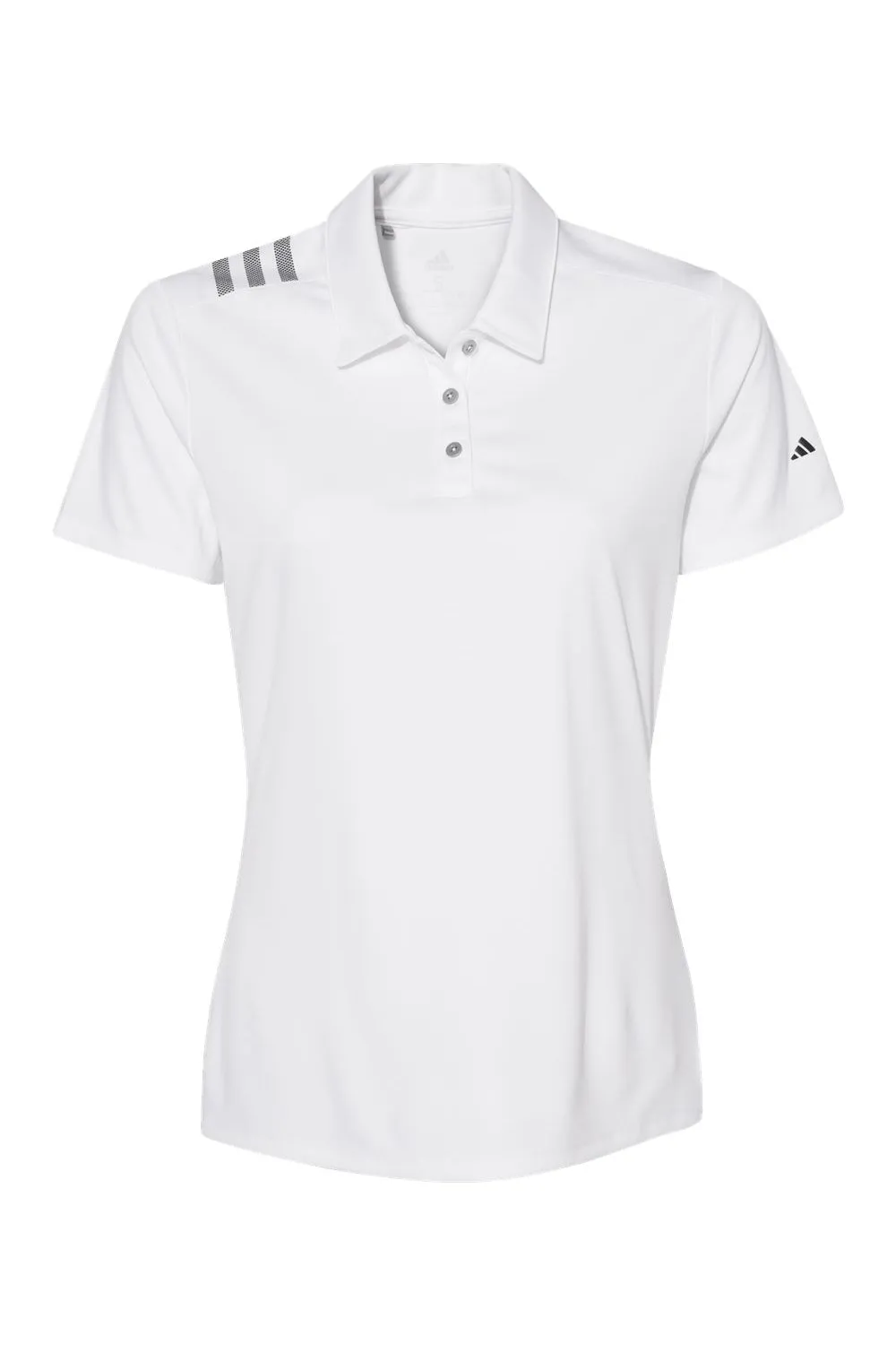 Adidas Womens 3 Stripes UPF 50  Short Sleeve Polo Shirt - White/Black