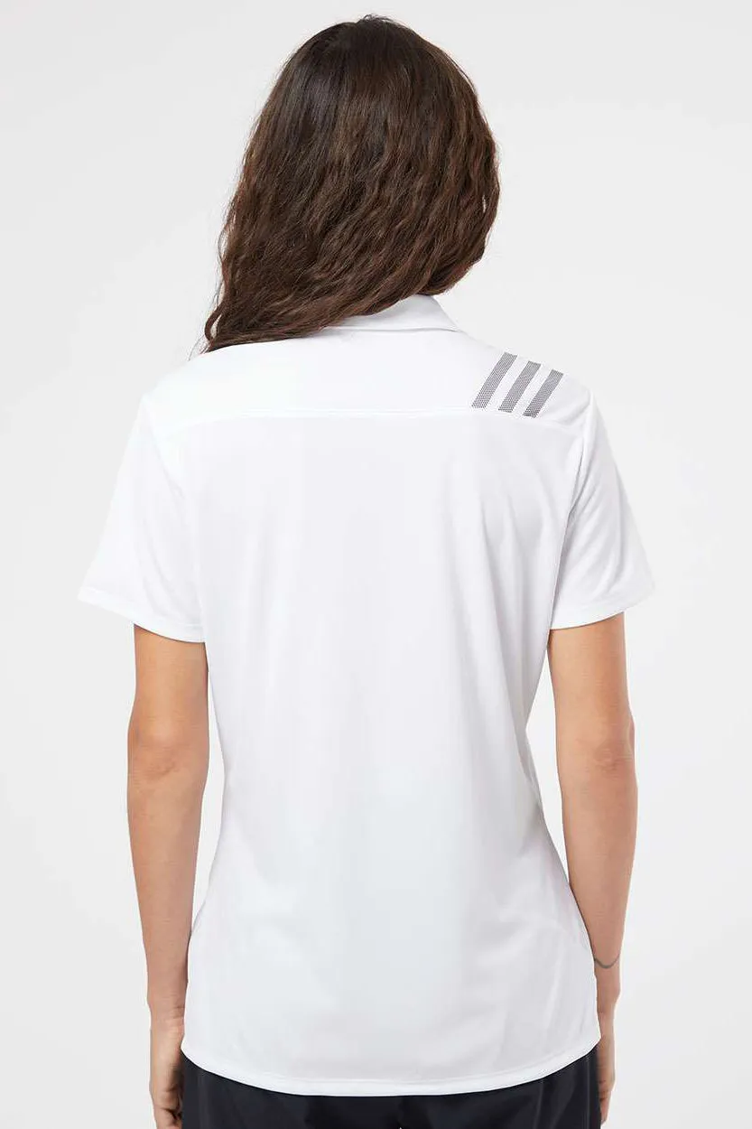 Adidas Womens 3 Stripes UPF 50  Short Sleeve Polo Shirt - White/Black