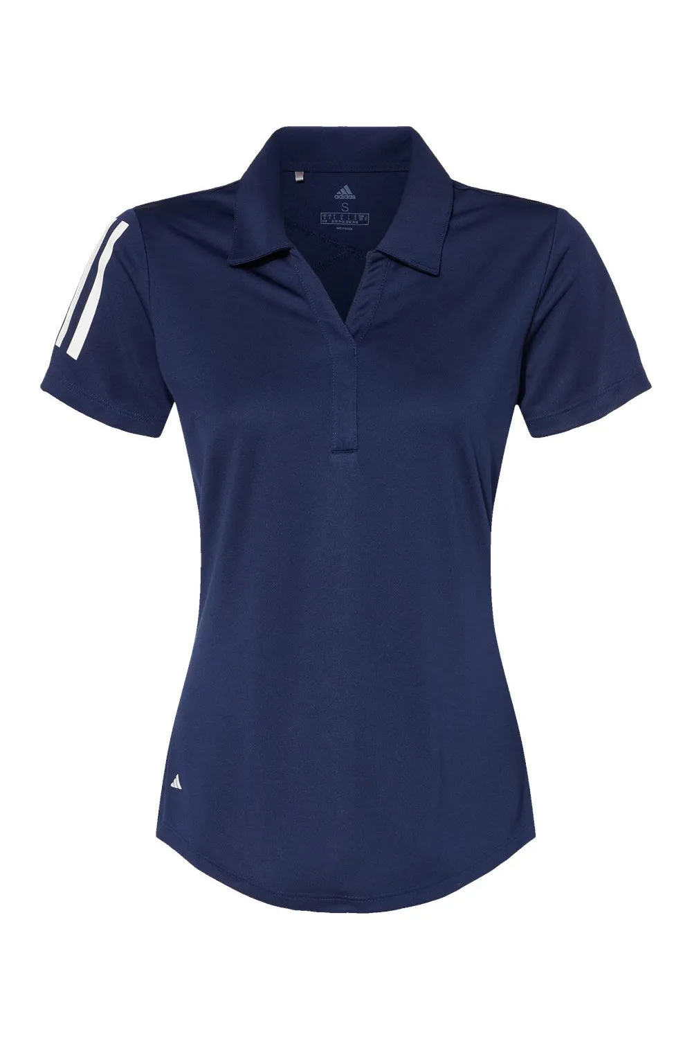 Adidas Womens Floating 3 UPF 50  Stripes Short Sleeve Polo Shirt - Team Navy Blue/White