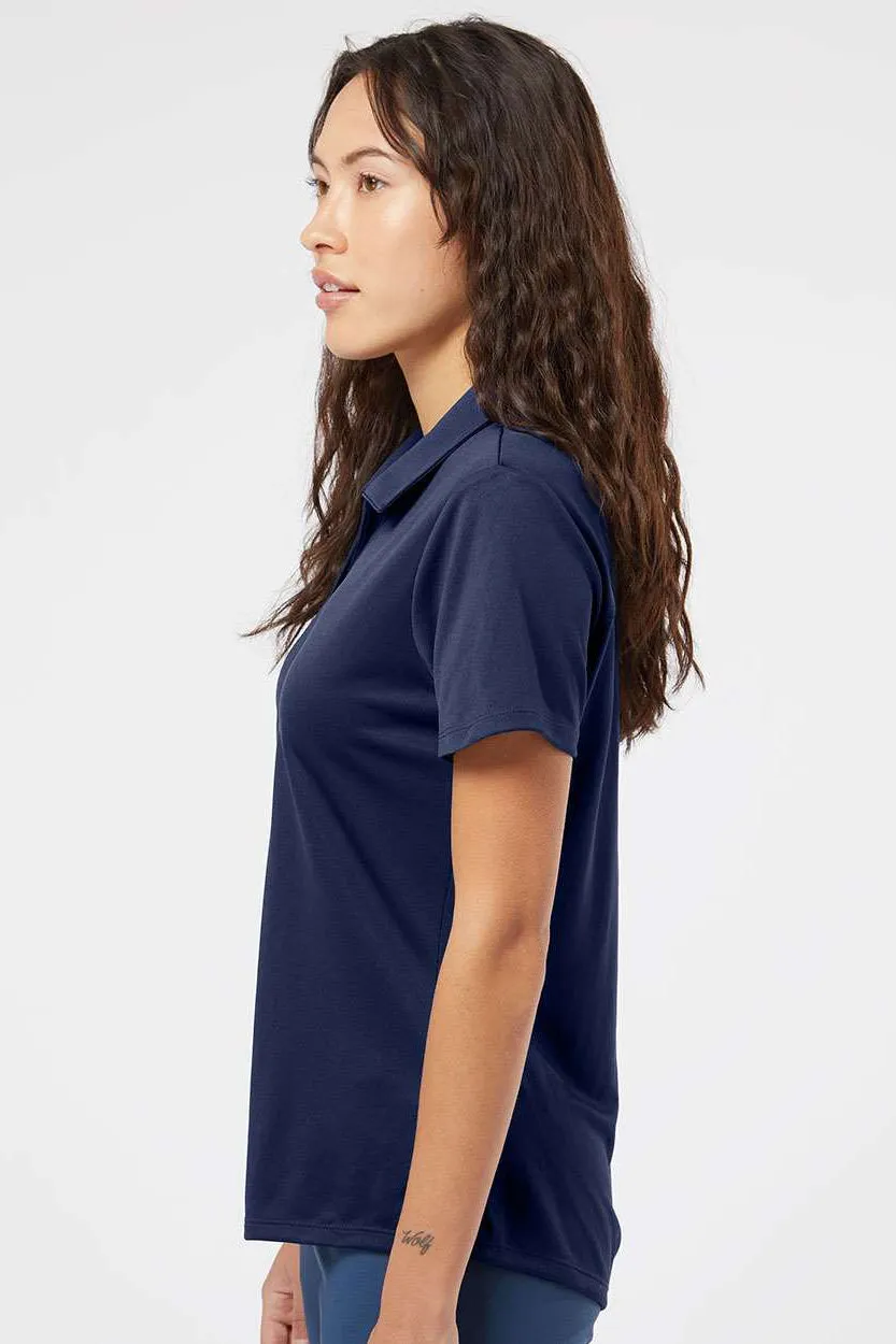 Adidas Womens Floating 3 UPF 50  Stripes Short Sleeve Polo Shirt - Team Navy Blue/White