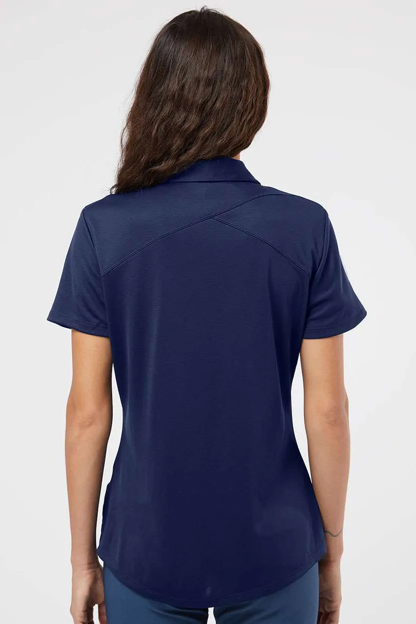 Adidas Womens Floating 3 UPF 50  Stripes Short Sleeve Polo Shirt - Team Navy Blue/White