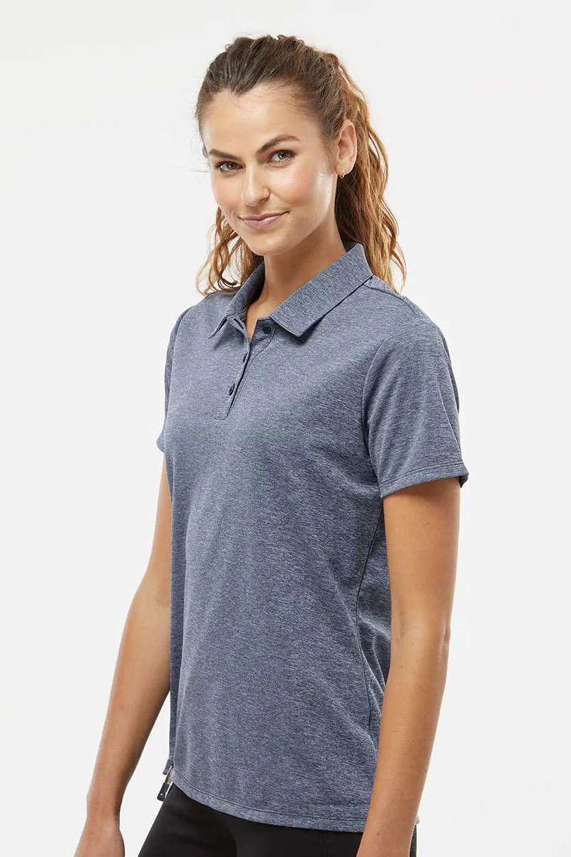Adidas Womens Heathered Short Sleeve Polo Shirt - Collegiate Navy Blue Melange
