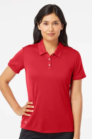 Adidas Womens Performance UPF 50  Short Sleeve Polo Shirt - Collegiate Red