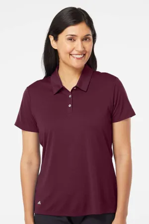 Adidas Womens Performance UPF 50  Short Sleeve Polo Shirt - Maroon