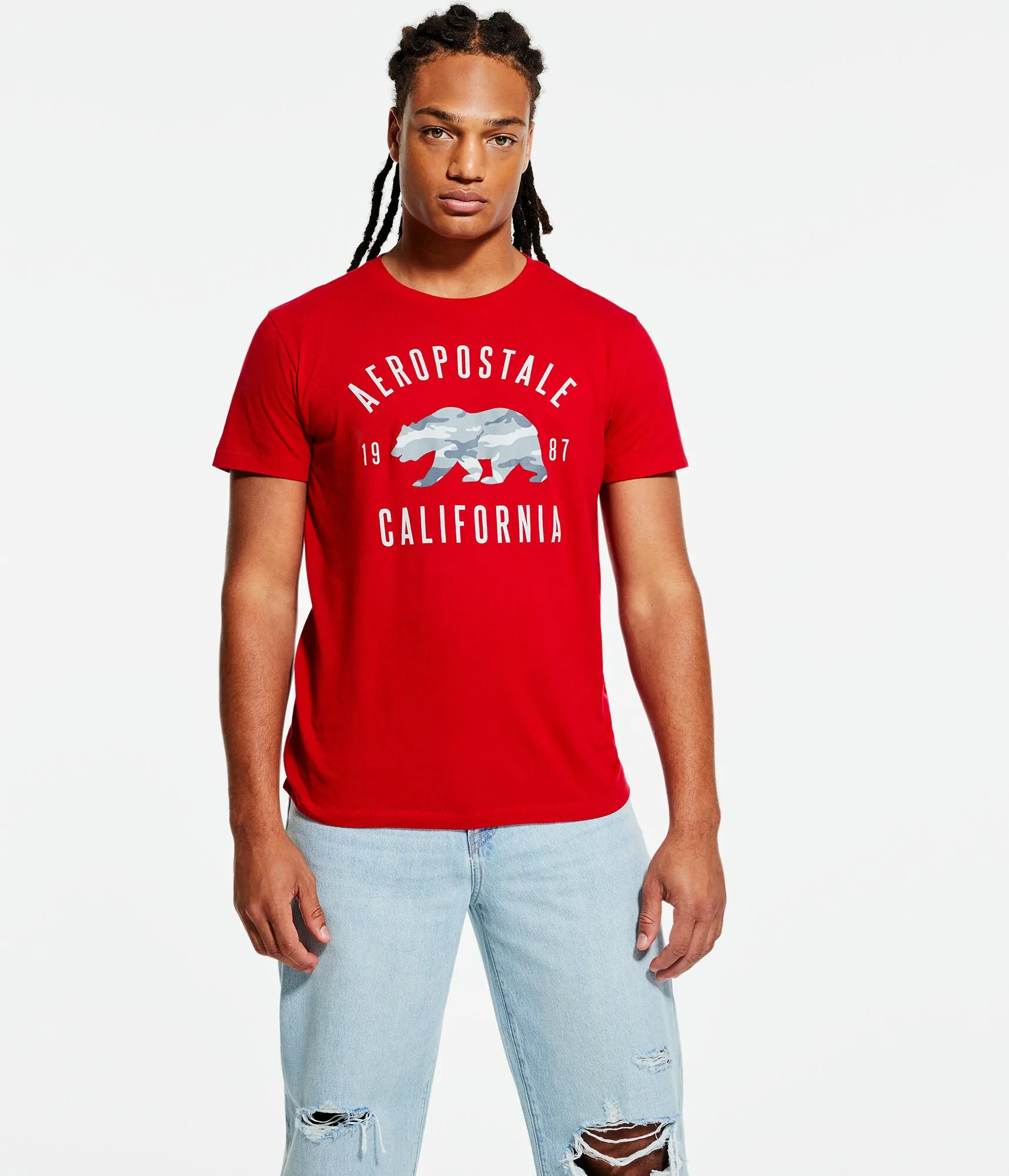 Aeropostale Mens Camo Bear Graphic Tee