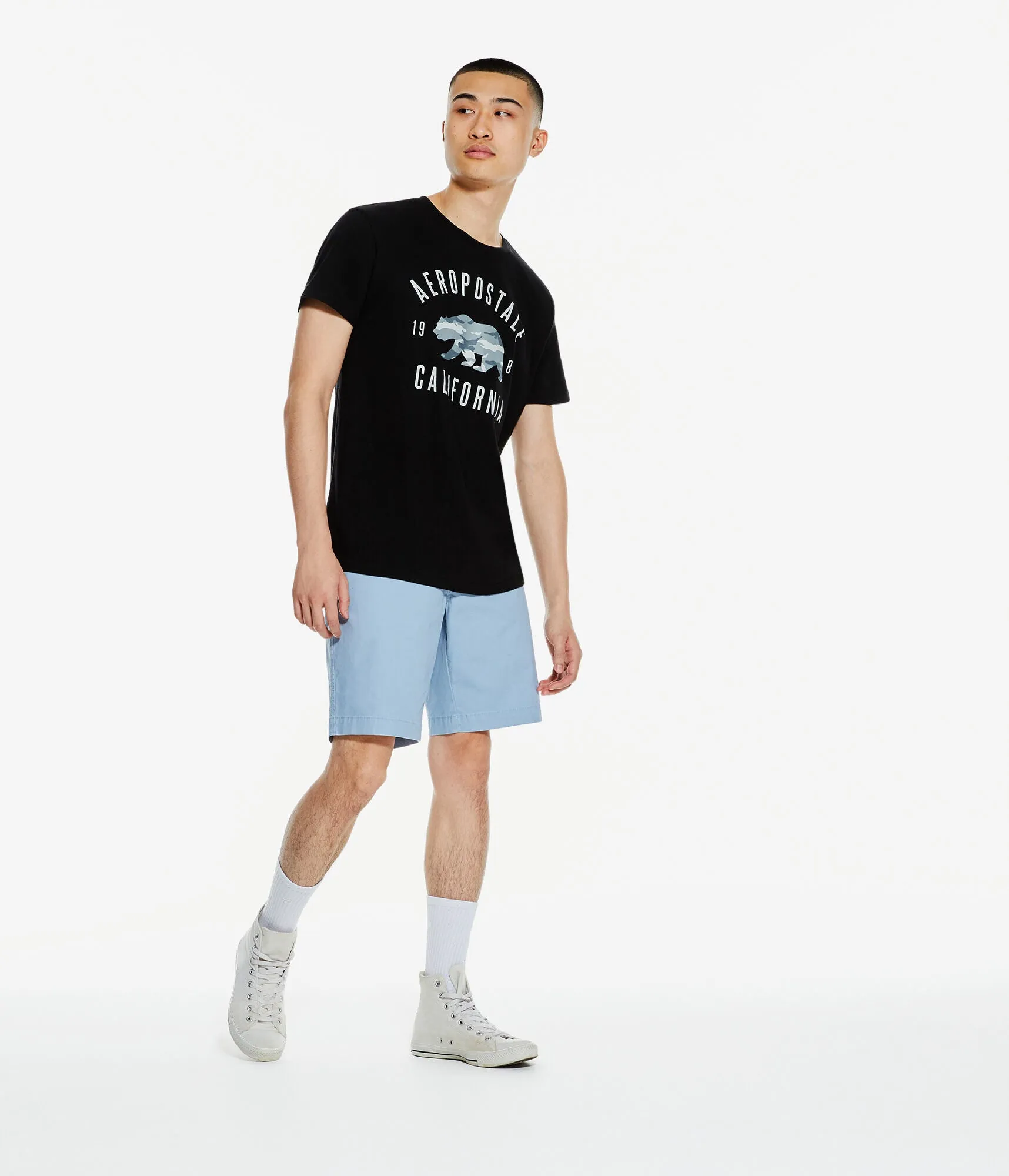 Aeropostale Mens Camo Bear Graphic Tee