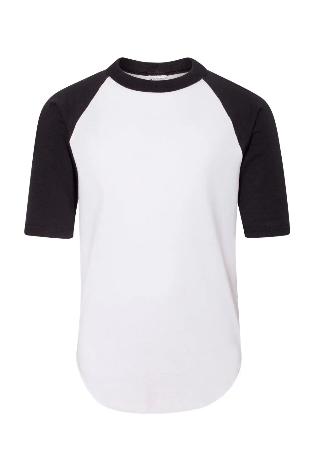 Augusta Sportswear Youth Raglan 3/4 Sleeve Crewneck T-Shirt - White/Black