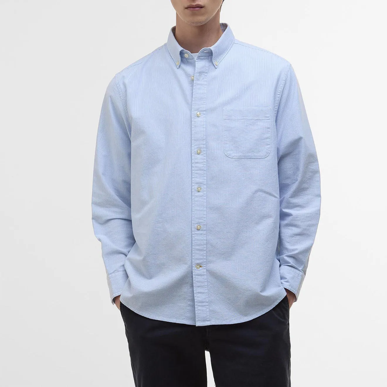 Barbour Striped Dunand Fit Oxford Shirt Sky Blue