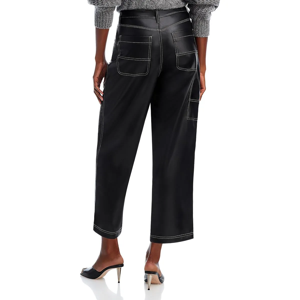 Baxter Womens Faux Leather Cropped Straight Leg Pants