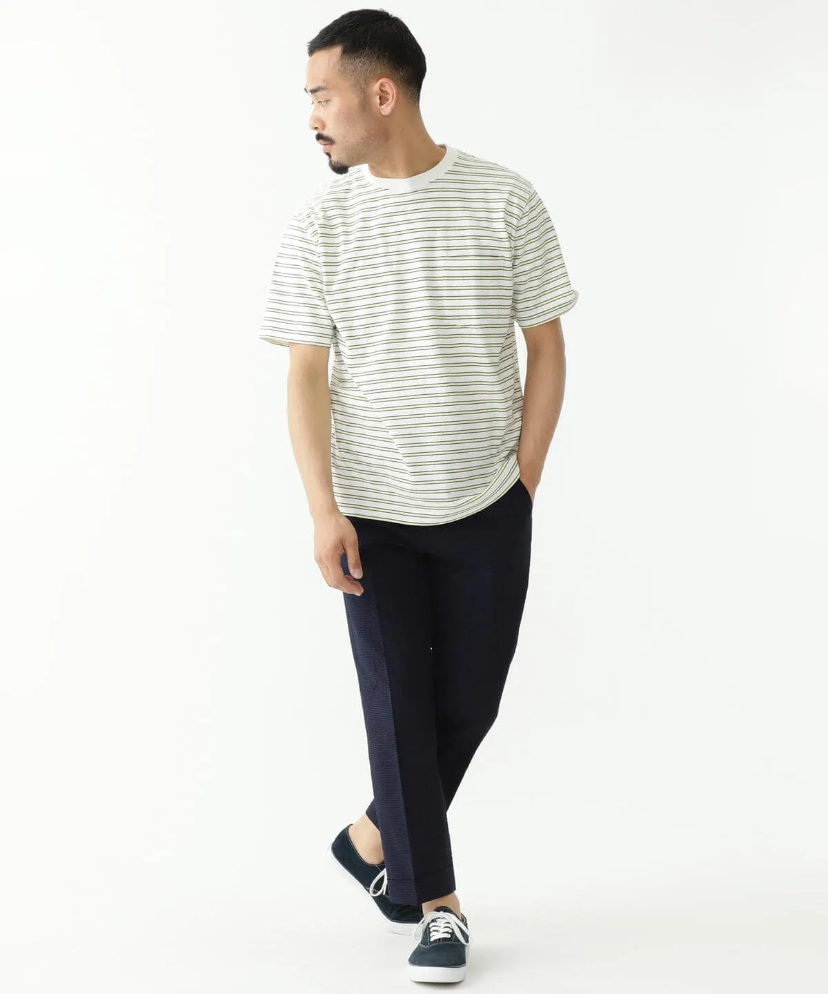 Beams Plus | IVY Trousers Ankle-Cut COOLMAX Seersucker | Navy Solid
