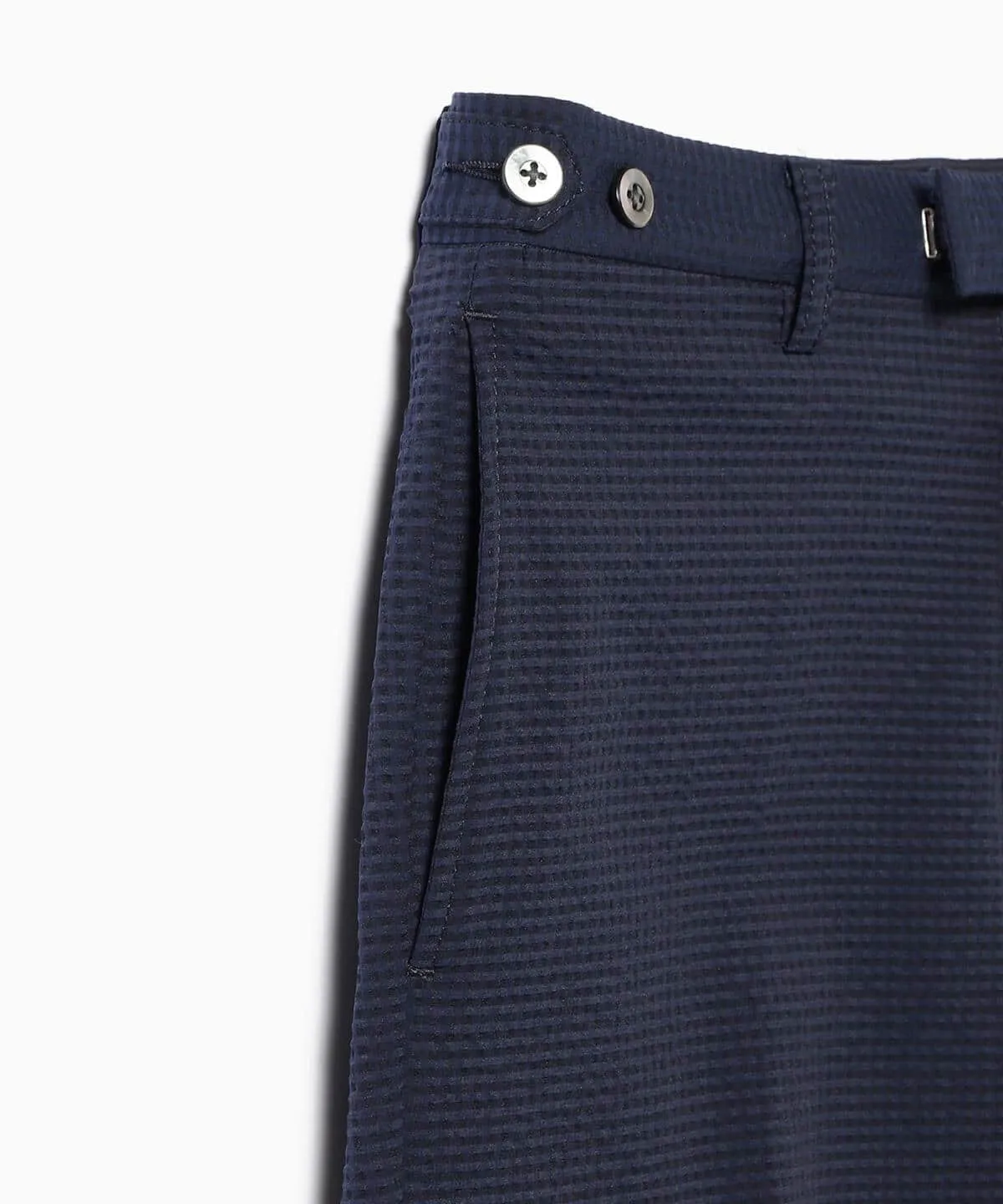 Beams Plus | IVY Trousers Ankle-Cut COOLMAX Seersucker | Navy Solid