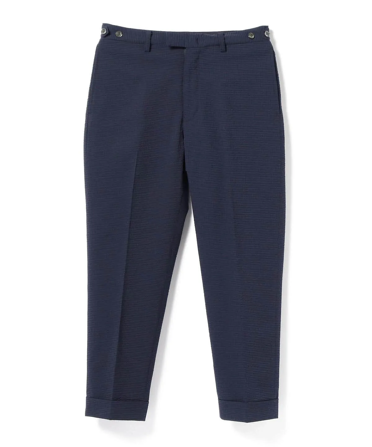 Beams Plus | IVY Trousers Ankle-Cut COOLMAX Seersucker | Navy Solid