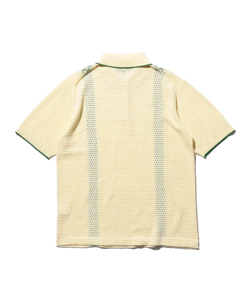 Beams Plus | Knit Polo Mesh Stripe | Off White