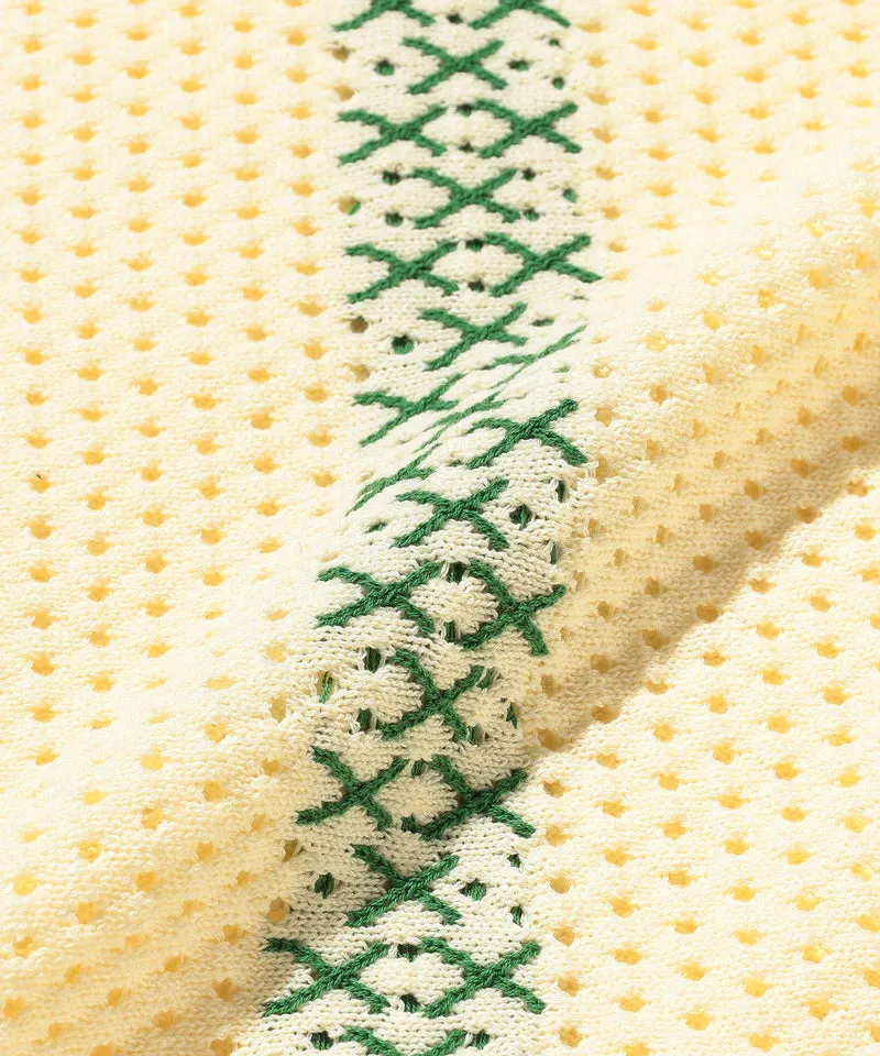 Beams Plus | Knit Polo Mesh Stripe | Off White