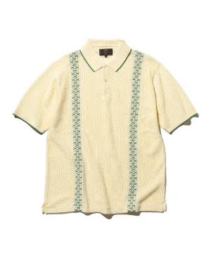 Beams Plus | Knit Polo Mesh Stripe | Off White