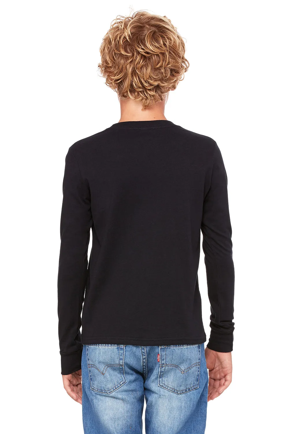 Bella   Canvas Youth Jersey Long Sleeve Crewneck T-Shirt - Black