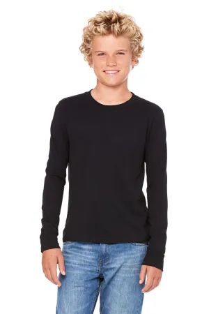 Bella   Canvas Youth Jersey Long Sleeve Crewneck T-Shirt - Black