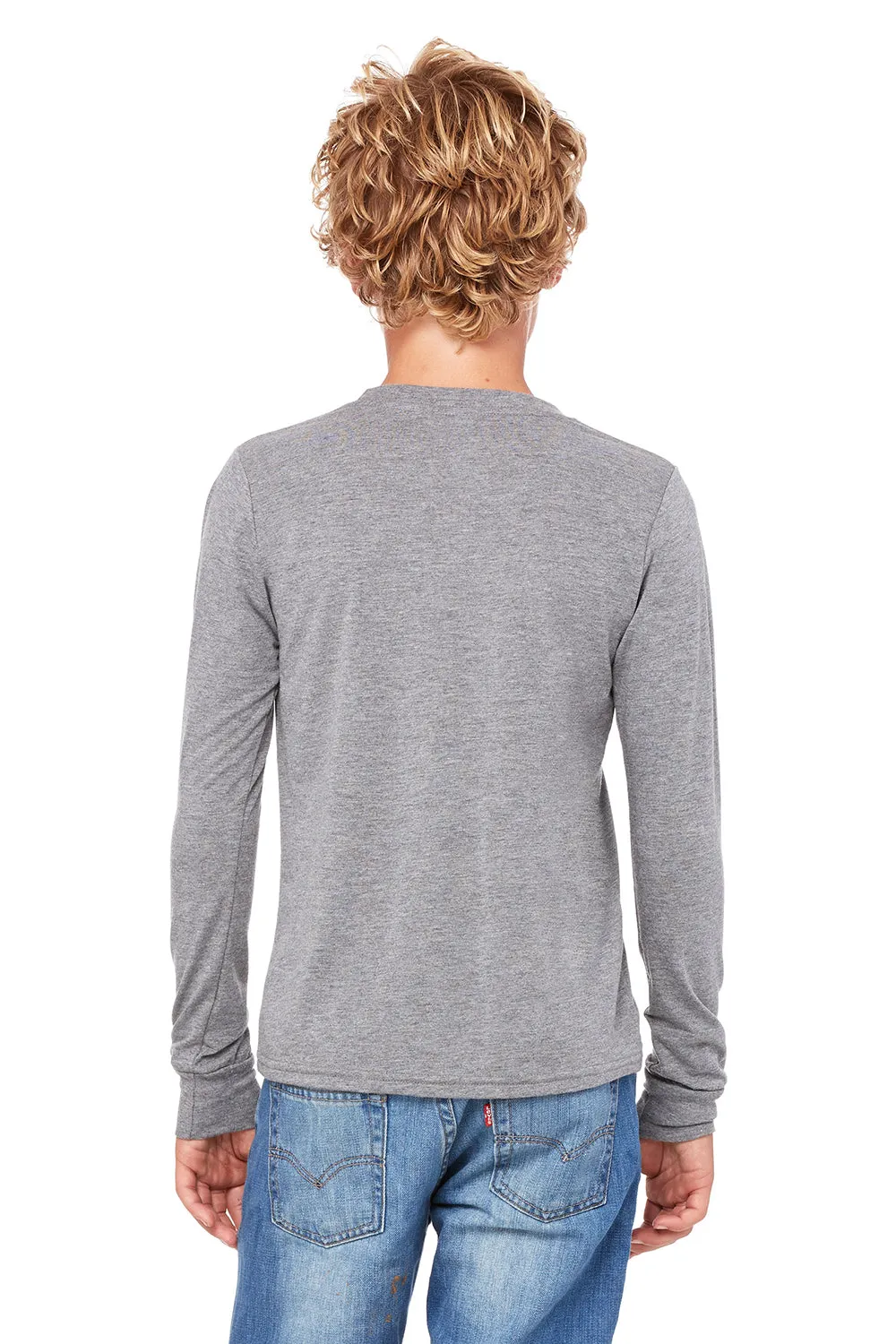 Bella   Canvas Youth Jersey Long Sleeve Crewneck T-Shirt - Grey Triblend