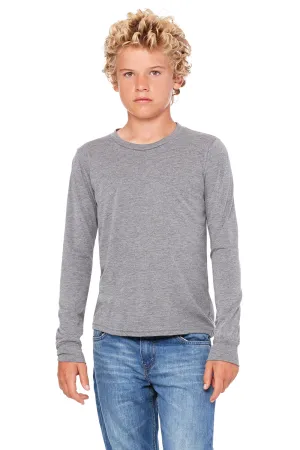 Bella   Canvas Youth Jersey Long Sleeve Crewneck T-Shirt - Grey Triblend