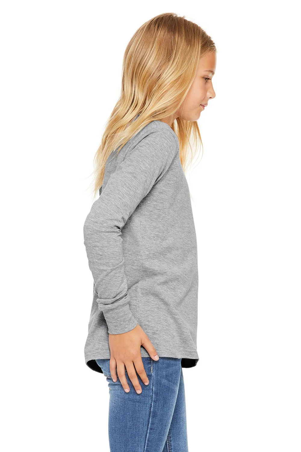 Bella   Canvas Youth Jersey Long Sleeve Crewneck T-Shirt - Heather Grey