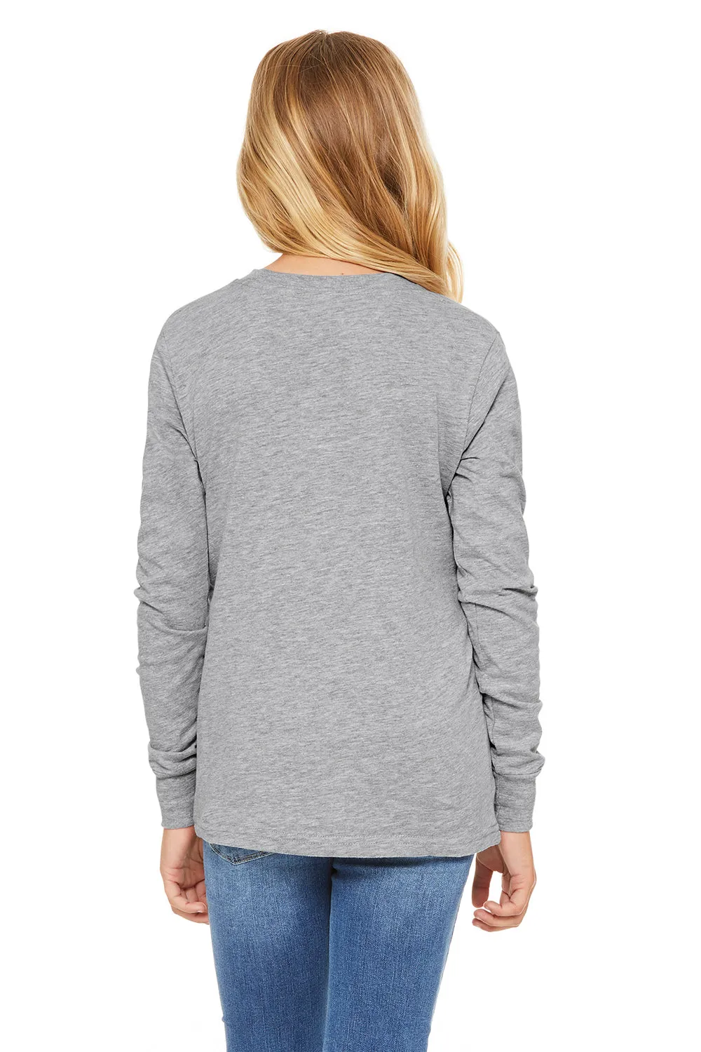 Bella   Canvas Youth Jersey Long Sleeve Crewneck T-Shirt - Heather Grey