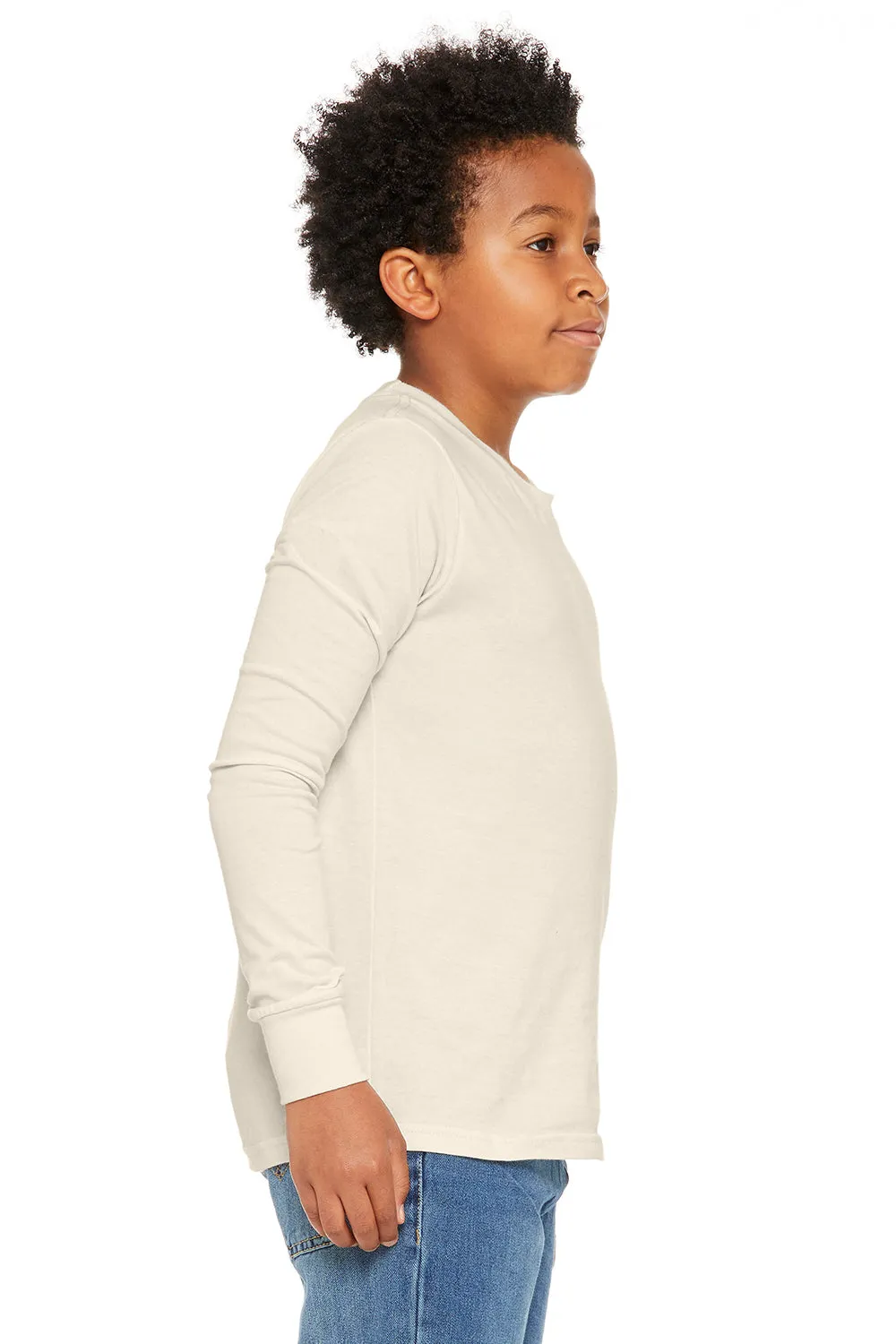 Bella   Canvas Youth Jersey Long Sleeve Crewneck T-Shirt - Natural