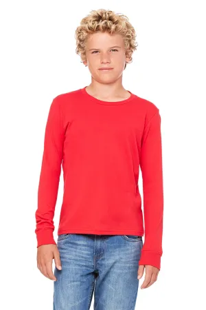 Bella   Canvas Youth Jersey Long Sleeve Crewneck T-Shirt - Red