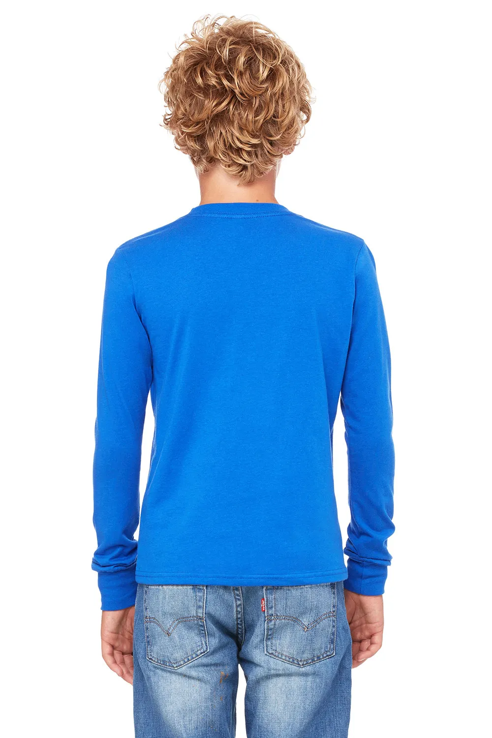 Bella   Canvas Youth Jersey Long Sleeve Crewneck T-Shirt - True Royal Blue