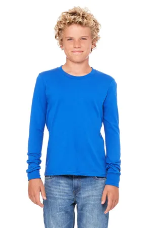 Bella   Canvas Youth Jersey Long Sleeve Crewneck T-Shirt - True Royal Blue