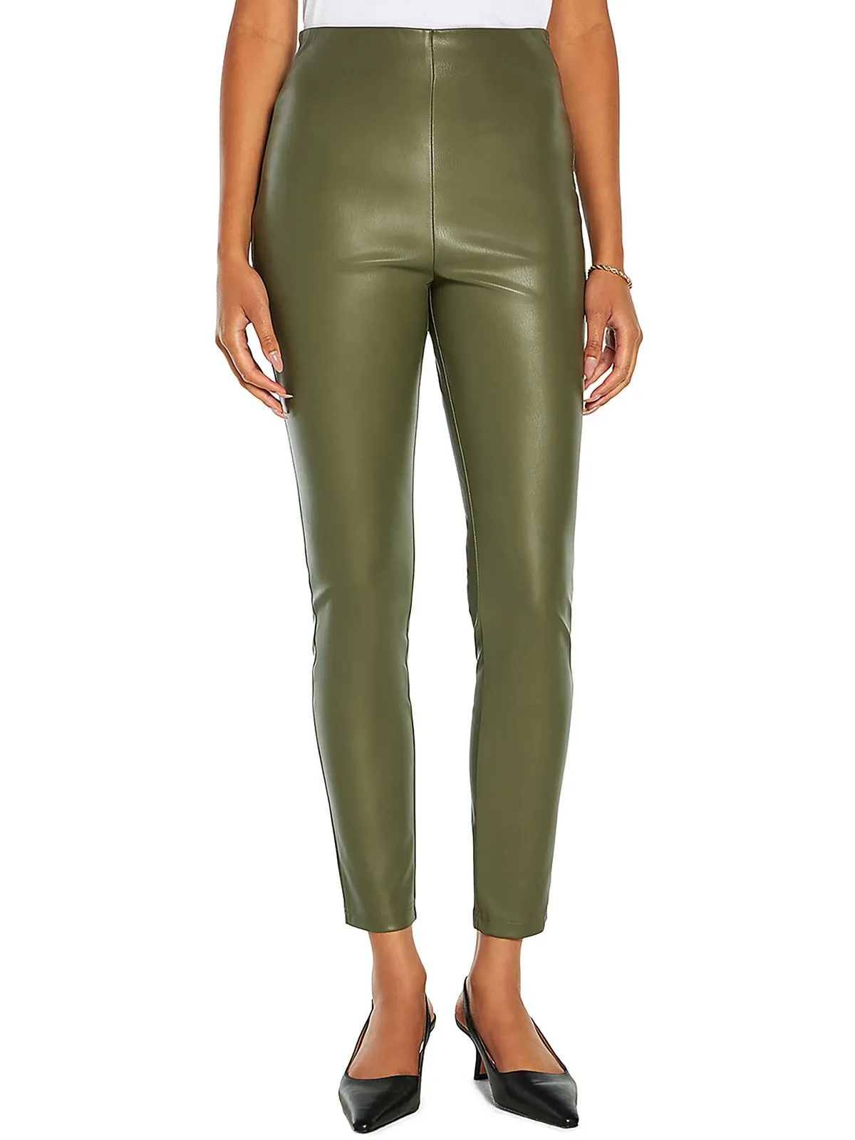 Bianca Womens Faux Leather High Rise Leggings