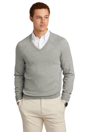 Brooks Brothers Mens Long Sleeve V-Neck Sweater - Heather Light Shadow Grey