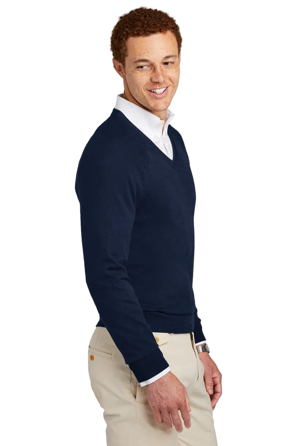 Brooks Brothers Mens Long Sleeve V-Neck Sweater - Navy Blue