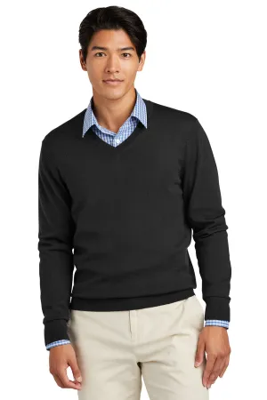Brooks Brothers Mens Merino Long Sleeve V-Neck Sweater - Deep Black