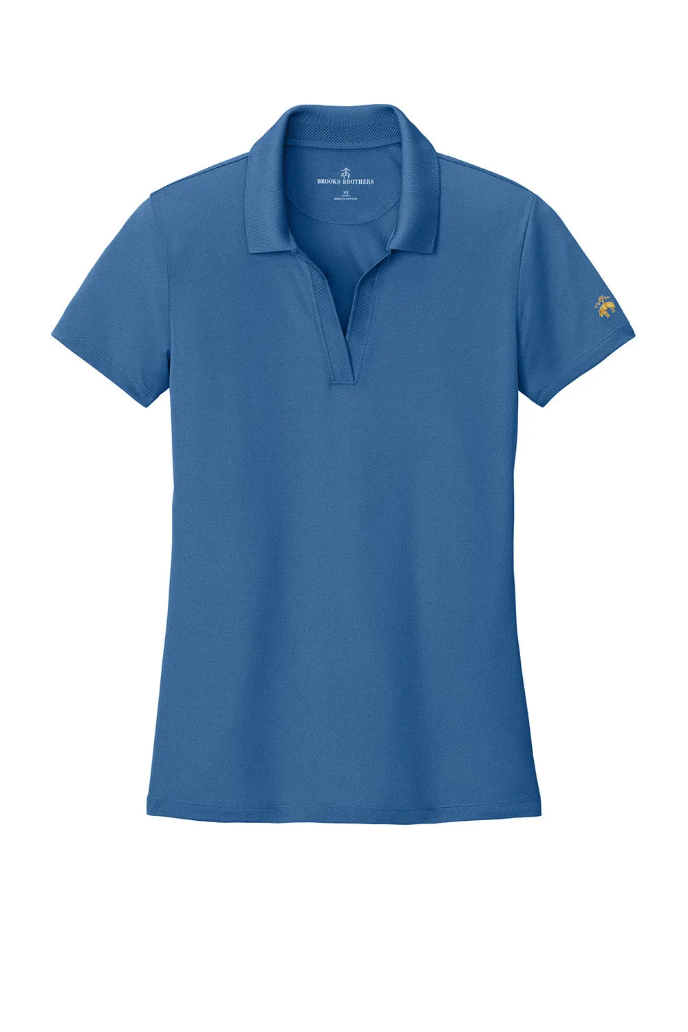 Brooks Brothers Womens Moisture Wicking Pique Mesh Short Sleeve Polo Shirt - Charter Blue