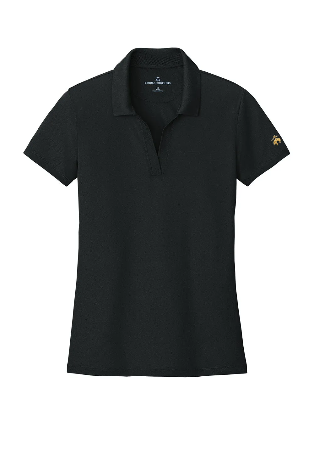 Brooks Brothers Womens Moisture Wicking Pique Mesh Short Sleeve Polo Shirt - Deep Black