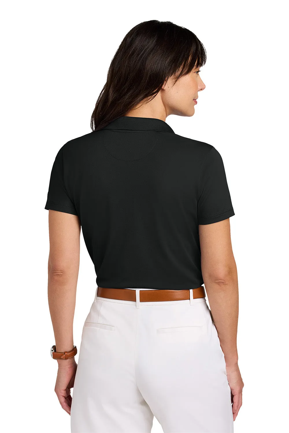 Brooks Brothers Womens Moisture Wicking Pique Mesh Short Sleeve Polo Shirt - Deep Black