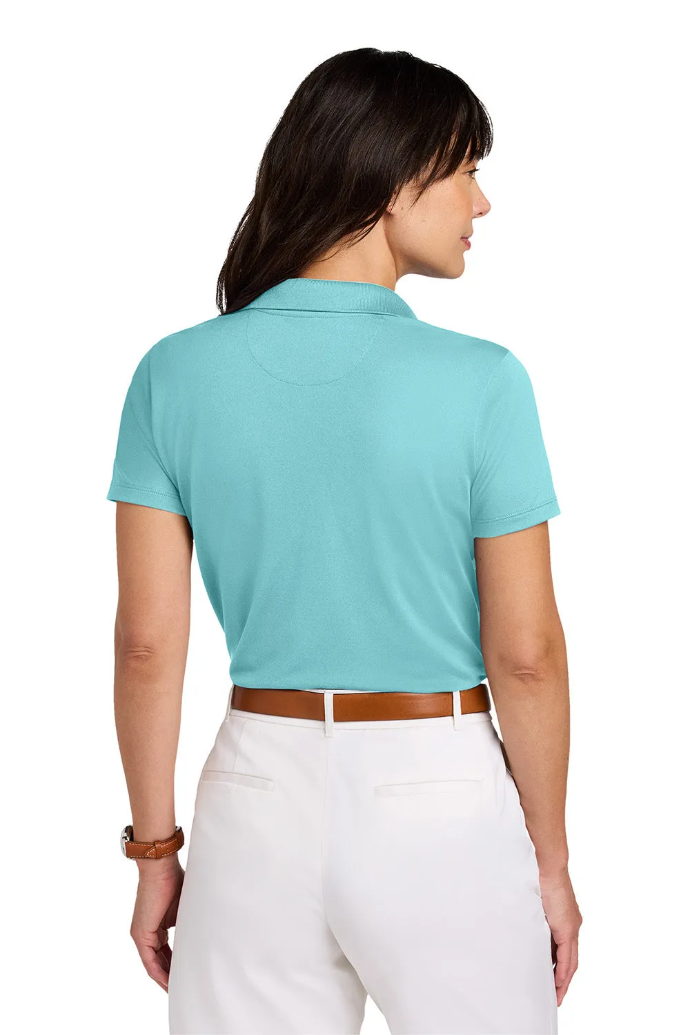 Brooks Brothers Womens Moisture Wicking Pique Mesh Short Sleeve Polo Shirt - Soft Mint Blue