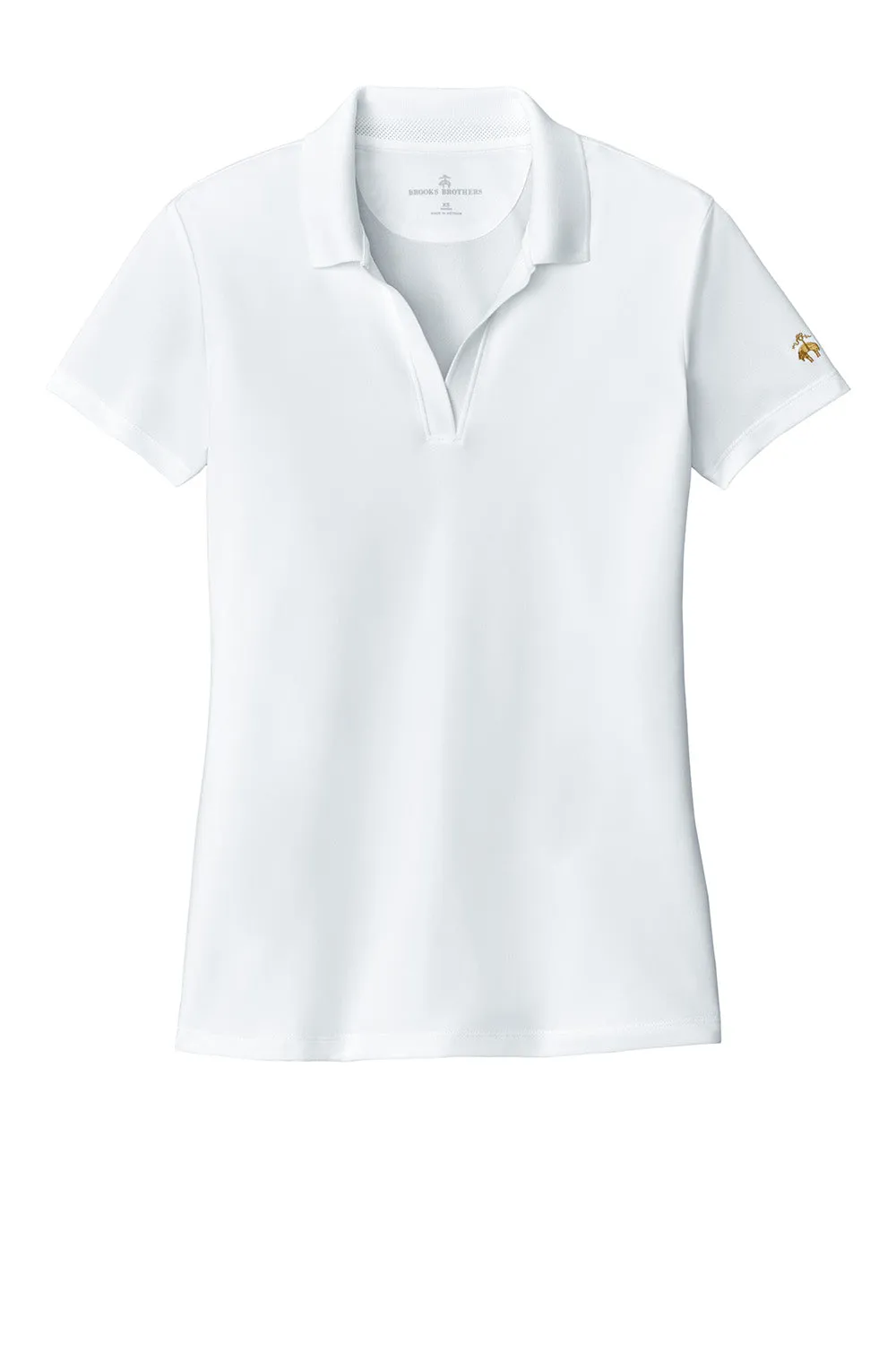 Brooks Brothers Womens Moisture Wicking Pique Mesh Short Sleeve Polo Shirt - White