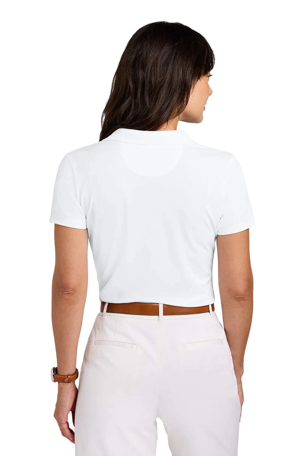 Brooks Brothers Womens Moisture Wicking Pique Mesh Short Sleeve Polo Shirt - White