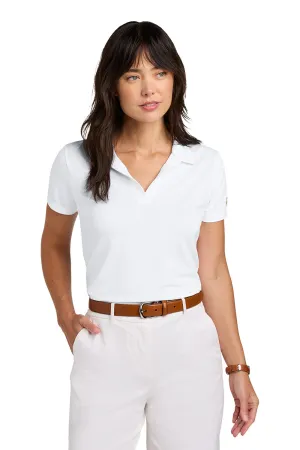 Brooks Brothers Womens Moisture Wicking Pique Mesh Short Sleeve Polo Shirt - White