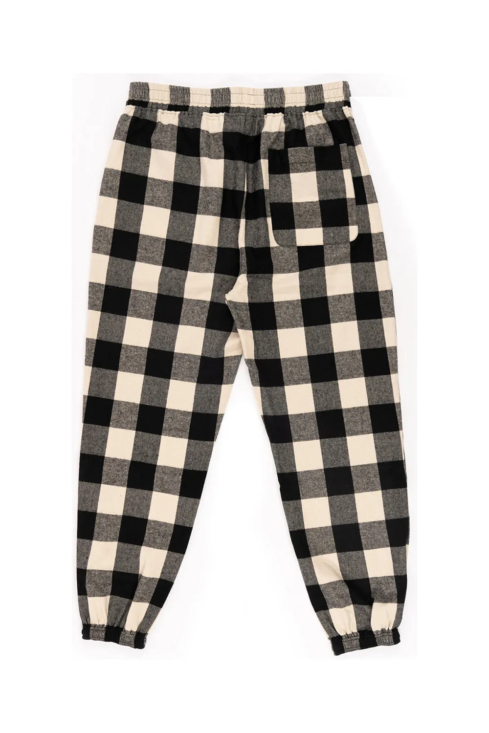Burnside Mens Flannel Jogger Sweatpants w/ Pockets - Ecru/Black