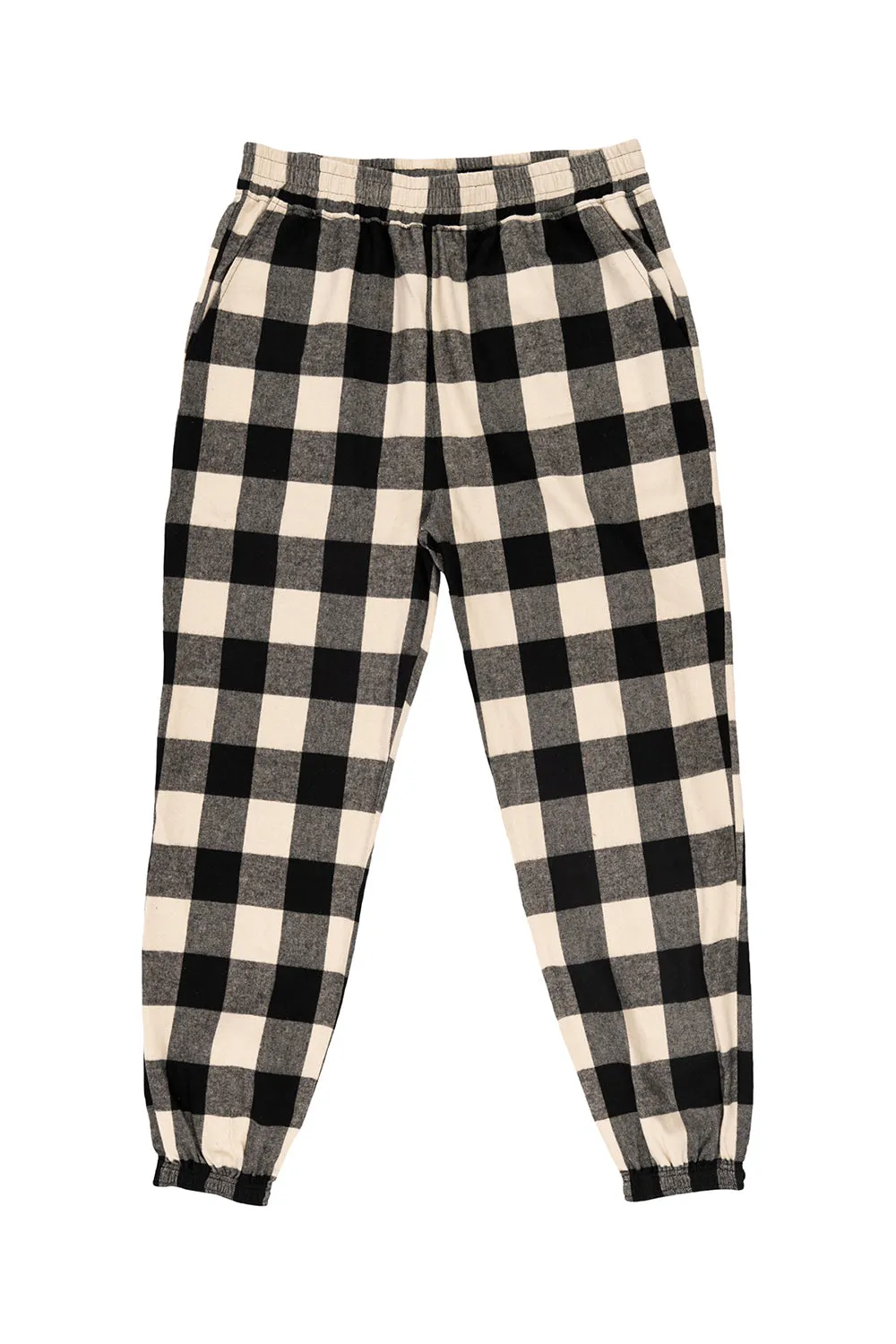 Burnside Mens Flannel Jogger Sweatpants w/ Pockets - Ecru/Black